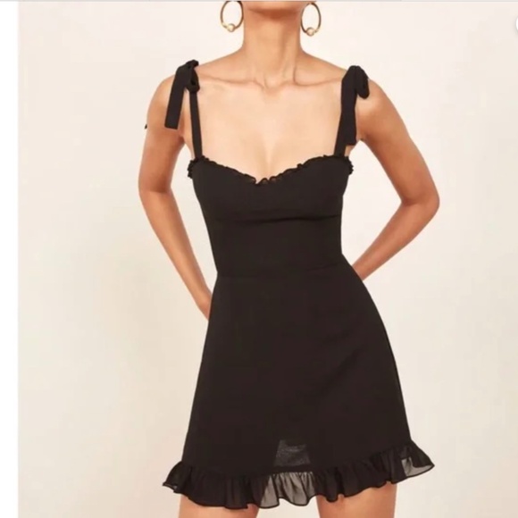 Little Black Mini Dress w/ Sweetheart Neckline and Ruffles Size Small - Picture 1 of 12